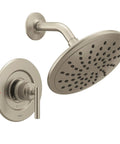Brushed Nickel 8 Inch Wide High Pressure Rain Shower Head Set With Lever Handle Kit For Bathtub Valve Required 2510 Compatible MPact System