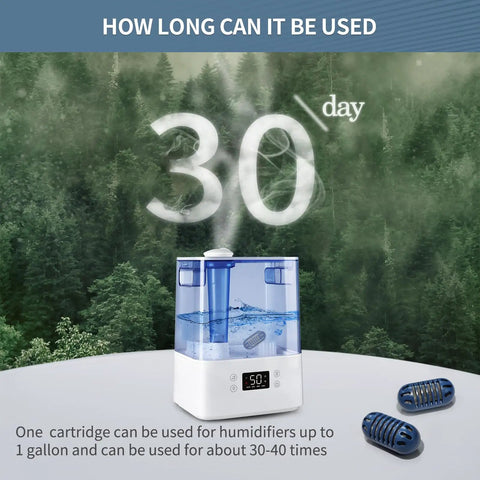 Humidifier with 20 Pack Demineralizer Cartridges For Ultrasonic Humidifiers Replacement Tablets Decalcify Water illustration