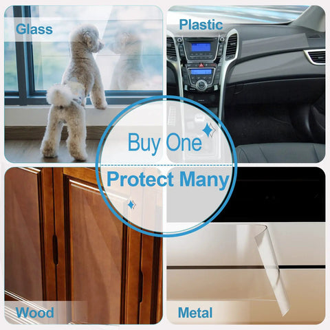 Heavy Duty Door Scratch Protector Vinyl Shield For Doors, Furniture And Walls, Anti Scratch Guard That Mounts On Doors Or Walls, Durable And Non Toxic, Safe To Use, Easy Install, Keeps Surfaces Pristine From Dings