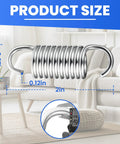 Eight Pack Two Inch Recliner Tension Springs With Ten Turn Coils Heavy Duty Replacement Kit For Couch Sofa Bed And Chair Mechanisms No Sweat Install Smooth Daily Ride size dimensions displayed on spring.