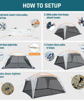 Setup guide for Screen House Tent 12x12 Feet Screen Room With Mesh Gazebos And Two Zipper Doors Ideal Camping Shelter
