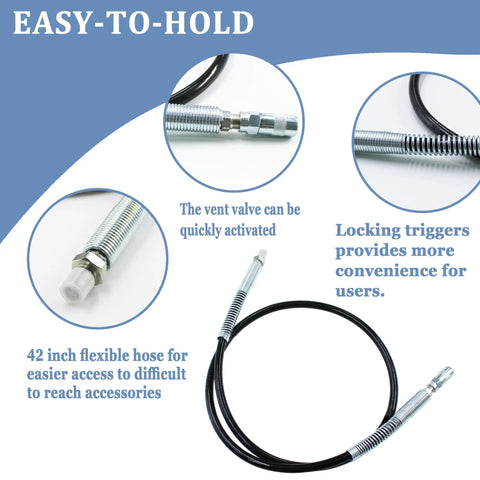 Image showing Grease Gun Hose Kit For 20V Max Cordless Grease Gun, 42 Inch Flexible Hose With 1/8 Inch Bore, 7/16-28 UNEF Base, Includes Coupler.