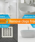 Drain Hair Clog Remover Kit With Rotating Handle Auger Easy Plumbing Snake for showers, sinks, tubs, and drains shown.