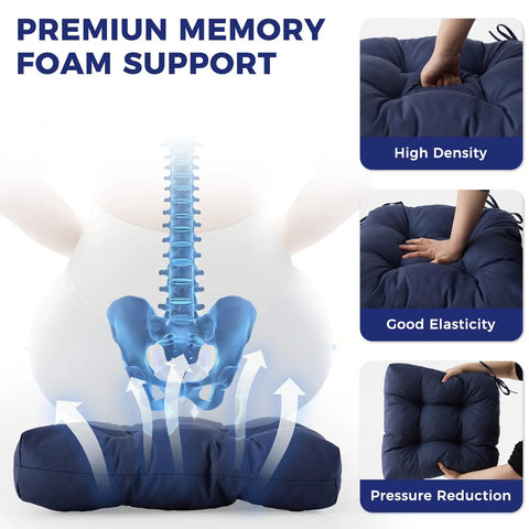 Premium memory foam support with high density, good elasticity, and pressure reduction for durable outdoor chair cushions.
