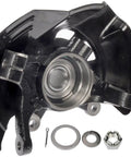 Front Right Wheel Bearing And Hub Assembly For 2011 Kia Optima 2.0L loaded knuckle, black metallic finish, includes installation hardware.