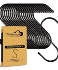 30 Pack Black S Hooks For Hanging Plants And Kitchenware, Heavy Duty Metal S Hooks For Pots Utensils Clothes And Bags, Durable Rust Resistant, Fits Most Rods And Racks, Boss Level Organization shown in packaging.
