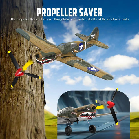 4 Channel RC Plane P40 Fighter With Aileron And 6 Axis Gyro showing propeller saver feature