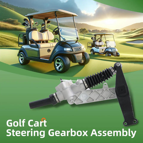 Heavy Duty Golf Cart Steering Gearbox Assembly For TXT Medalist 1994 2001 with plug and play feature displayed on green background