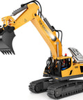 11 Channel RC Excavator Toy For Kids 3-12, Metal Construction Truck with lights and 2x1200mAh batteries, realistic digger