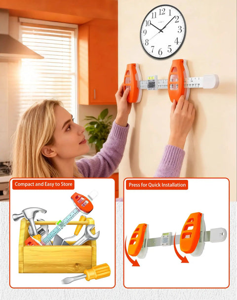 Slick Three In One Picture Hanging Tool With Integrated Spirit Level And Metal Measuring Ruler For Hassle Free Wall Mounting And DIY Home Decor Projects That Look Legit Straight Up Every Time
