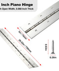 Heavy Duty Piano Hinge Thirty Inch Long With Three Inch Face Width Fabricated From Actual Point Zero Sixty Thick Type Thirty Four Stainless Steel For Cabinets Doors And Toolboxes Badass Load Capacity with measurements
