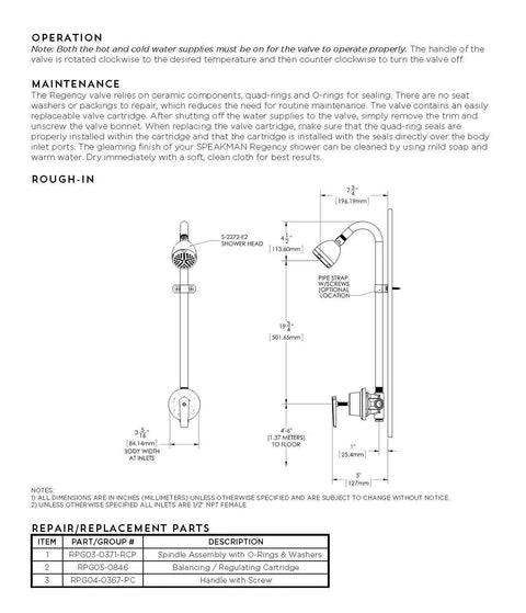 Technical diagram of Exposed Shower Valve With Cross Handle, Pressure Balance Ceramic Temperature Regulating Cartridge in Rough Chrome Finish.