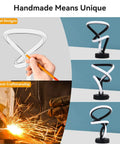 Lit Handmade Spiral LED Table Lamp With Dimmable Touch Control 10 RGB Color Modes Black Frosted Finish design process.