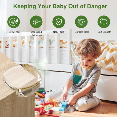 36 Pack Clear Corner Protectors For Baby Rock Solid Table Edge Guards For Furniture Foolproof Child Proofing Bumpers on table edge.