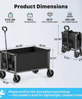 Heavy Duty Collapsible Wagon Cart With 29.3 Inch Body 150L Capacity And 260 Lb Load Beastly Rolling Cart For Garden Groceries Sports Gear Camping Black
