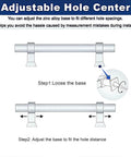 Diagram showing adjustable zinc alloy base on 10 Pack 3.75 Inch Center To Center Cabinet Pulls Round Tube Acrylic Black Modern Drawer Handles.