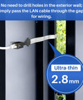 Ultra Slim Flat Ethernet Extender For Window And Door Gaps No Drill Solution Female To Female Cable PoE Ready For CAT7A CAT6A Networking In Narrow Spaces 0.45m Extension installed on window