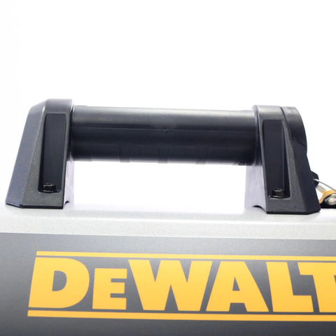 Heavy Duty 125k BTU Propane Forced Air Heater Packs Quiet Burner Tech handle close-up for easy transport and maneuvering.