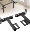 Adjustable Headboard Brackets For Metal Bed Frame Extension Kit With Heavy Duty Gear Easy Hook Up Quick Install Fits Twin Full Queen King Beds Matte Black Finish Pair set of two viewed from an angle with visible screws.