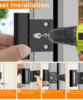 Installation of Heavy Duty Door Reinforcement Lock For Inside Use Upgraded Front Door Security For Kids Withstand 800 Lbs Of Force Child Proof Door Lock Extra Barrier From Inside 2 Pack Black