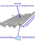 Solid As A Rock 260 Piece 4-40 Unc Button Head Socket Cap Screws Paired With Matching Hex Nuts 304 Stainless Steel Hardware Assortment Kit close-up of bolts