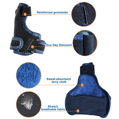 Close-up of Thumb Brace Spica Splint For Arthritis Pain Relief And Tendonitis Support with reinforced grommets and breathable fabric