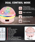 Galaxy Projector Night Light For Kids With Timer, Rotating Starry Sky Projection, pink mushroom shape with remote control.