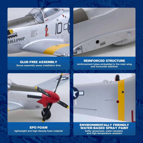 RC Plane For Grownups P51 850mm Wingspan With Vector Flight Stabilization System RTF Highlights: assembly, structure, foam, paint.