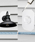 Image showing Black outdoor light fixture mounted on a White 2 Pack Vinyl Siding Mounting Brackets With Built In Electrical Box.