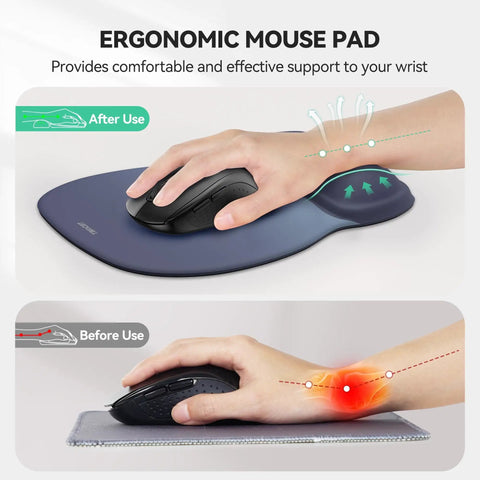 Gel Wrist Rest Mouse Pad With Ergonomic Support For Office And Gaming Non Slip Smooth Surface Cozy Gel Cushion For Comfortable Desk Setup Ideal For Study Work And Extended Use Gradient, hand using ergonomic mouse pad with wrist support.
