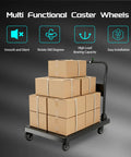 1.5 Inch Swivel Caster Set Of 4 With Steel Core Rubber Casters Heavy Duty For Furniture Workbenches And Carts carrying stacked boxes on a dolly.