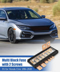 125 Amp Multi Block Fuselink 7 Circuit Main Fuse With Screw Direct Fit Exact Replacement Heavy Duty Setup For Honda Civic 2016 To 2020 visible with power connectors.