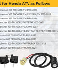 Reliable Ignition Key Switch Replacement For Honda Foreman ATV Models 450 500 520 Rancher 350 400 420 Rincon 650 680 Rubicon, cord and keys displayed