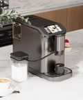 Ultimate Game Changer Super Automatic Espresso Machine With Built In Grinder And One Touch Milk Frother Bean To Cup Coffee Maker on kitchen counter.