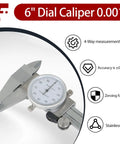 6 Inch Dial Caliper With 0.001 Inch Precision, Stainless Steel Measuring Tool For SAE Inches, 4-Way Measurement showing dial face