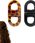 Magnetic Hair Clips For Women With Strong No Slip Hold Seamless 2 In 1 Design For Thick Or Thin Hair in tortoiseshell and black