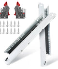 Six Pairs Of 18 Inch Soft Close Undermount Full Extension Drawer Slides Featuring Slick Ball Bearing Action And Heavy Duty Load Rating. Includes rails and screws.