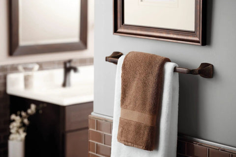 Voss Slick Brushed Nickel 24-Inch Towel Bar Wall Mounted For Bathroom Upgrade, Easy Install Hand And Bath Towel Holder with towels