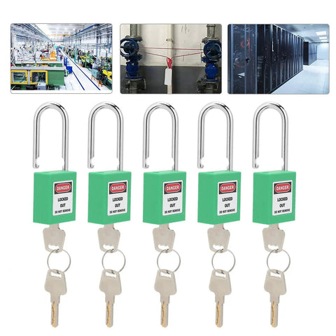 Tough As Nails 38 Mm Padlock Lockout Tagout Kit With Five Insulated Locks Ten Keys And Writable Tags To Secure Machines Prevent Unwanted Starts In Extreme Temps Ideal For Shop Floors Or Repair Crews Wanting Durable Industrial Safety Gear Top Pick. Five green 38mm insulated padlocks with keys