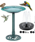28 Inch Tall Outdoor Bird Bath With Solar Water Fountain Plastic Retro Green Bird Bath For Garden Lawn Yard And Patio Decor Go To Garden Decor 2 In 1 Bird Bath And Fountain Set with birds and fountain parts