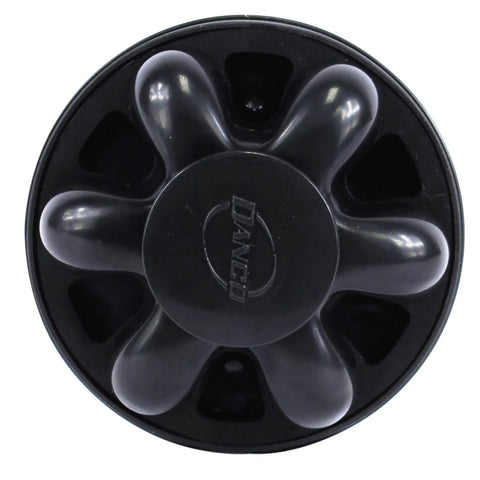 Top view of Disposal Genie II Garbage Disposal Strainer And Stopper, Kitchen Sink Drain Splash Guard With Food Scraper, Black Finish, 1 Pack