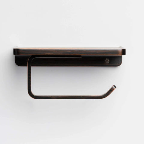 Oil Rubbed Bronze Wall Mount Toilet Paper Holder With Shelf And Phone Slot, Heavy Duty Zinc Alloy Dispenser for Bathroom