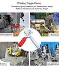 Heavy Duty Welding Toggle Clamp For Woodworking Jigs And Fixtures With Quick Release shown with machines in use.