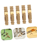 Brass Hidden Hinges Set For Wooden Boxes And Cabinets 25 Pieces Invisible Concealed Barrel Hinges shown with tools and assembly setup.