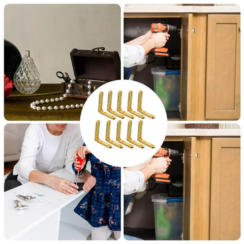 10Pcs Zinc Alloy 90 Degree Hinges for Miniature Furniture and Wooden Boxes Chest Case Hinges Jewelry Box Hinges Desk and Cabinet Hardware