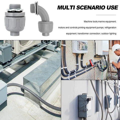 3/4 Inch Liquid Tight PVC Conduit Connectors Kit UL Listed Non Metallic Electrical Fittings used in various installations