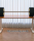 Get Your Posture Locked In With This Cherry Wood Manual Standing Desk And Straight Up Game Changing Crank Lift Mechanism For Home Offices Or Bedrooms Boasting A Foldable Handle And Massive Work Surface with weights showcasing its high load-bearing capacity.