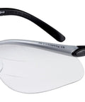 BX Dual Reader Safety Eyewear With Plus Two Point Five Diopter Lenses Polycarbonate Anti Fog Silver And Black Frame