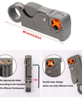 Coaxial Cable Tool Kit With Heavy Duty BNC Crimp Tool And 10 Pcs BNC Male Connectors, gray coax stripper, adjustable blade