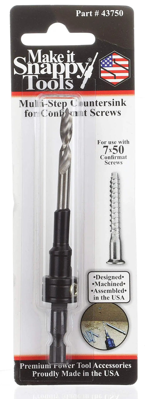 Two Piece Confirmat Screw Drill Bit Set 7x50mm With One Quarter Inch Hex Shank For PoziDrive packaged product view